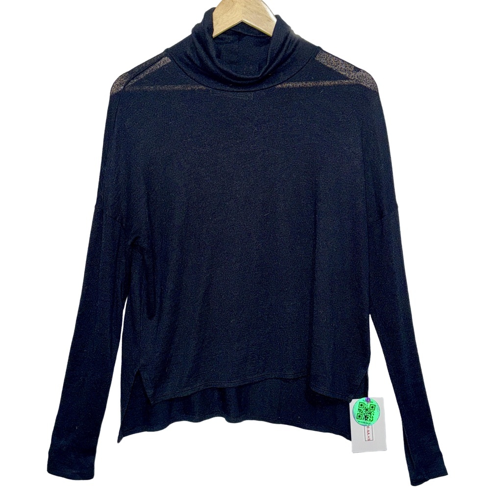 Abercrombie & Fitch Black Sheer Long Sleeve Mock Neck Turtleneck Sweater Size M